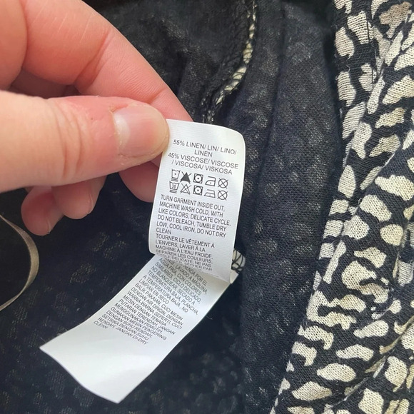 Lucky Brand Tan & Black Linen Blend Printed Drawstring Knee-length Dress Small - Picture 12 of 13